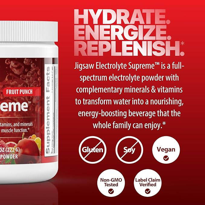 Jigsaw Health Electrolyte Supreme | Broad Spectrum of Electrolytes + Trace Minerals | Fruit Punch