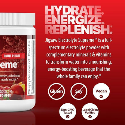 Jigsaw Health Electrolyte Supreme | Broad Spectrum of Electrolytes + Trace Minerals | Fruit Punch