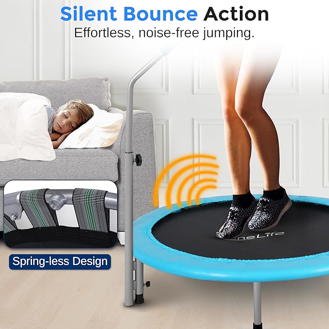 SereneLife 36/40" Foldable Mini Trampoline - Compact Fitness Trampoline for Kids Adults, Exercise