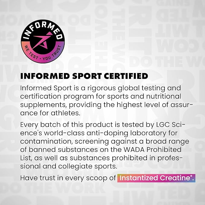 Gains in Bulk Instantized Creatine Monohydrate for Women and Men, Soluble Pre Workout Powder