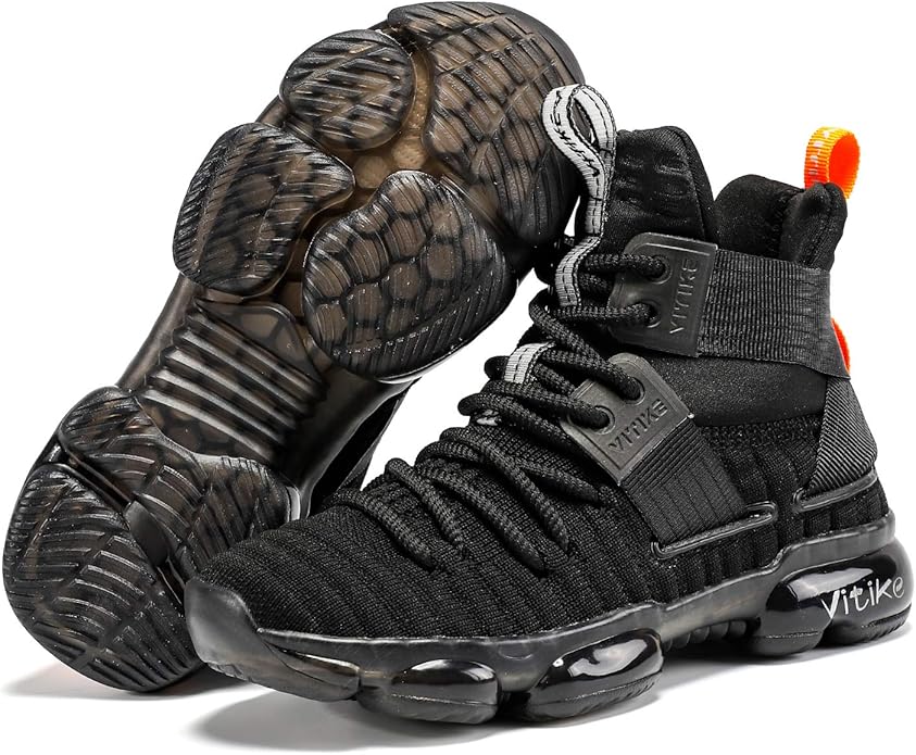 VITUOFLY Kids Basketball Shoes Boys Air Cushion Sneakers Girls Mid Top School Hoops Shoes Non-Slip