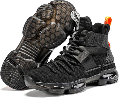 VITUOFLY Kids Basketball Shoes Boys Air Cushion Sneakers Girls Mid Top School Hoops Shoes Non-Slip