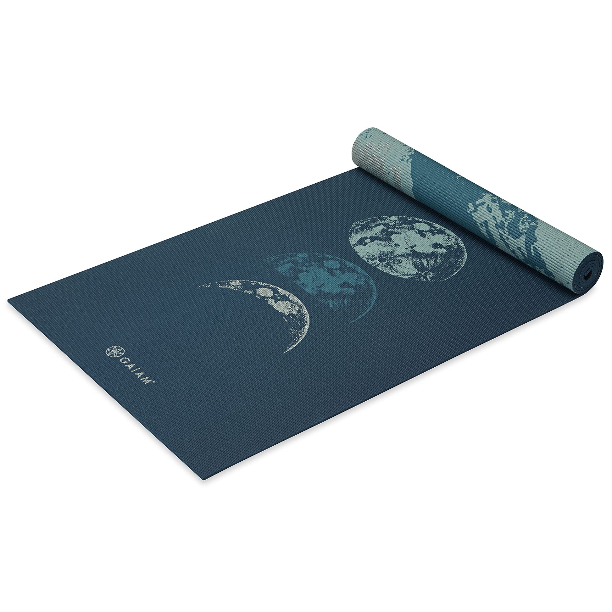 Gaiam Reversible Yoga Mat, 6mm Thick Print Mat (Lunar Wave)
