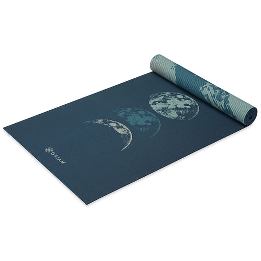 Gaiam Reversible Yoga Mat, 6mm Thick Print Mat (Lunar Wave)