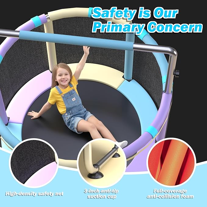 Trampoline for Kids 55inch Toddler Mini Small Trampoline Outdoor Indoor Basketball Hoop, Swing