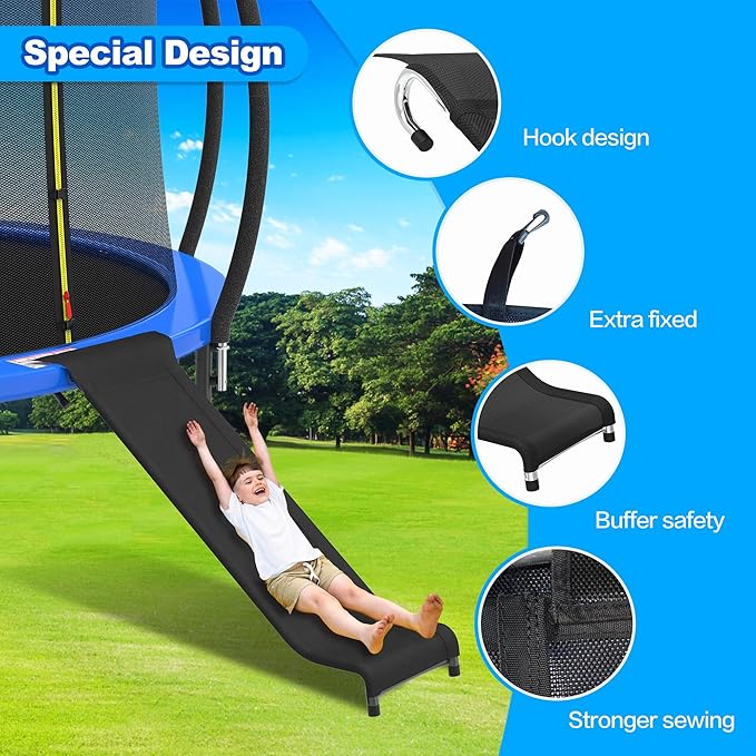 Trampoline Ladder Slide Kit, Trampoline Universal 3 Steps Ladder & Buffer Slide, Universal