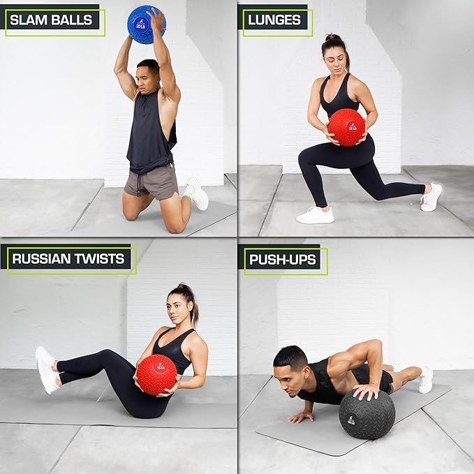 ProsourceFit Slam Medicine Balls 5, 10, 15, 20, 25, 30, 50lbs Smooth and Tread Textured Grip Dead