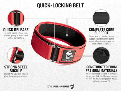 Gymreapers Quick Locking Weight Lifting Belt for Men Gym Belt for Powerlifting Deadlift Belt with 4