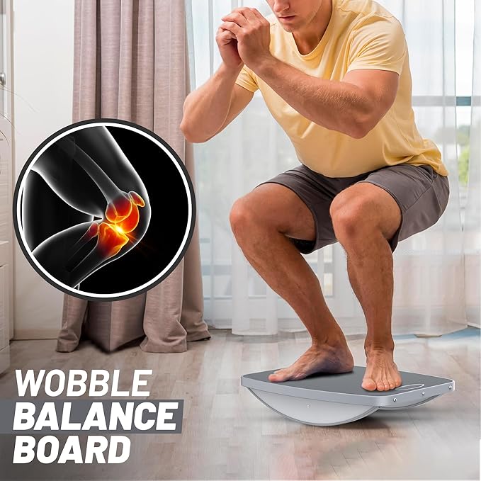 Advanced Wood Balance Board, 360 Degree Rotation and Tilt - Non-Slip 500 lbs Wobble Board for