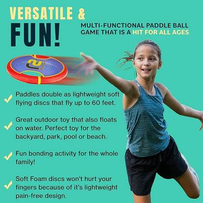 Fun Bouncy Paddle & Stringy Ball Toss & Catch Game - Easy to Use for Kids All Ages - Soft Foam