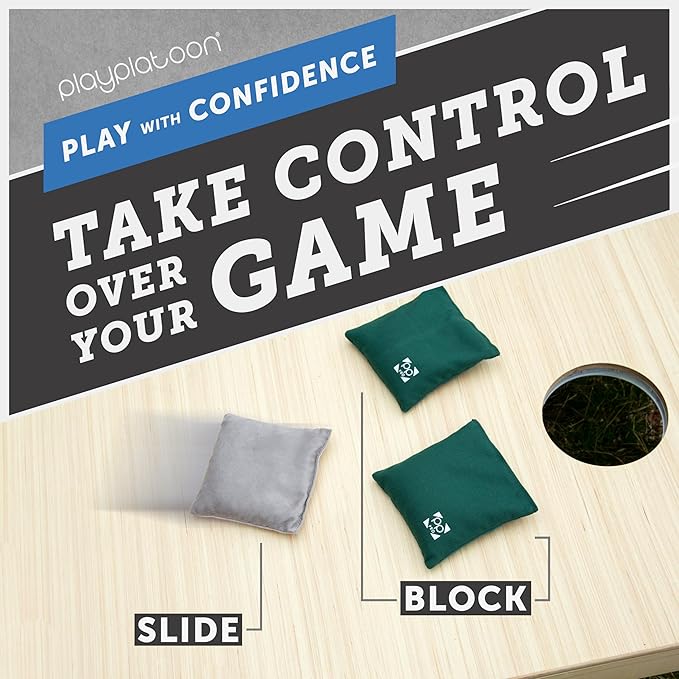 Professional Cornhole Bags - Set of 8 Regulation All Weather Double Sided - Sticky Side/Slick Side