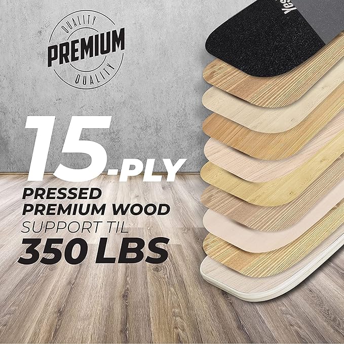 Yes4All Balance Board Sports Trainer, Surf Trainer Board With Adjustable Stoppers, Improve Core