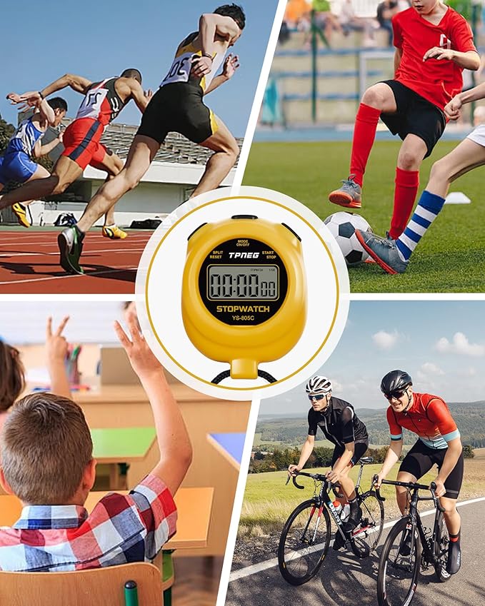 Simple Stopwatch Timer - Easy to Use, Set Up, Read, and Carry - Large Display - On/Off, AAA Battery