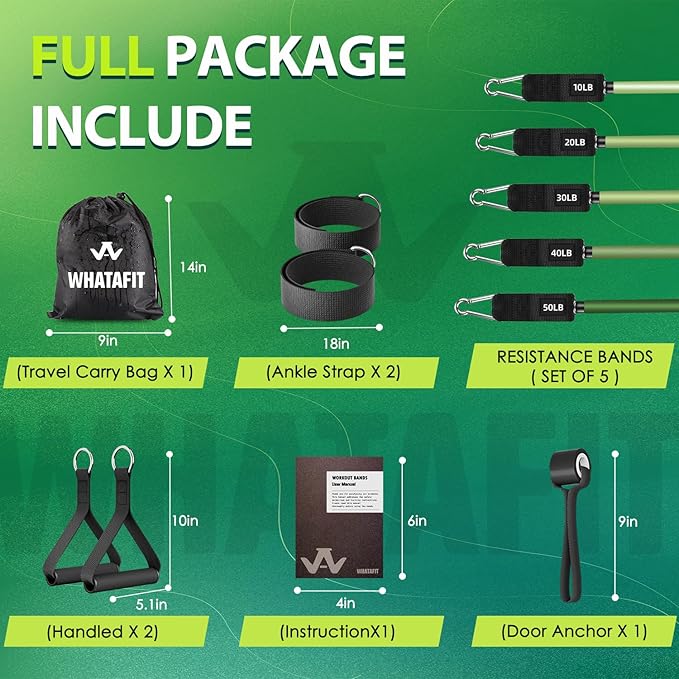 WHATAFIT Resistance Bands, Exercise Bands，Resistance Bands for Working Out, Work Out Bands with