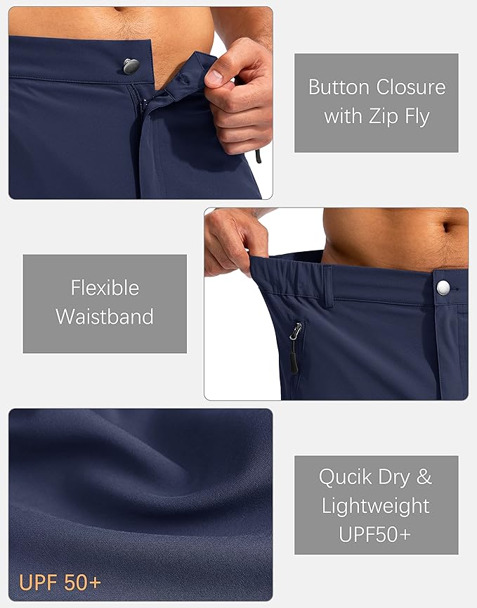 Pudolla Men's Hiking Cargo Shorts 9" Lightweight Outdoor Work Shorts for Men Travel Golf Camping