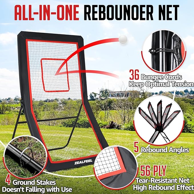 Lacrosse Rebounder, 4x7FT/4x6FT Lacrosse Rebound for Backyard with 5 Rebound Angles, Target Strip