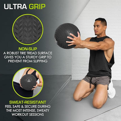 ProsourceFit Slam Medicine Balls 5, 10, 15, 20, 25, 30, 50lbs Smooth and Tread Textured Grip Dead