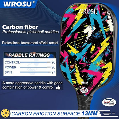 Carbon Fiber Pickleball Paddles Set of 4 or 2 Rackets,USAPA Approved Carbon Fiber Surface Pickle