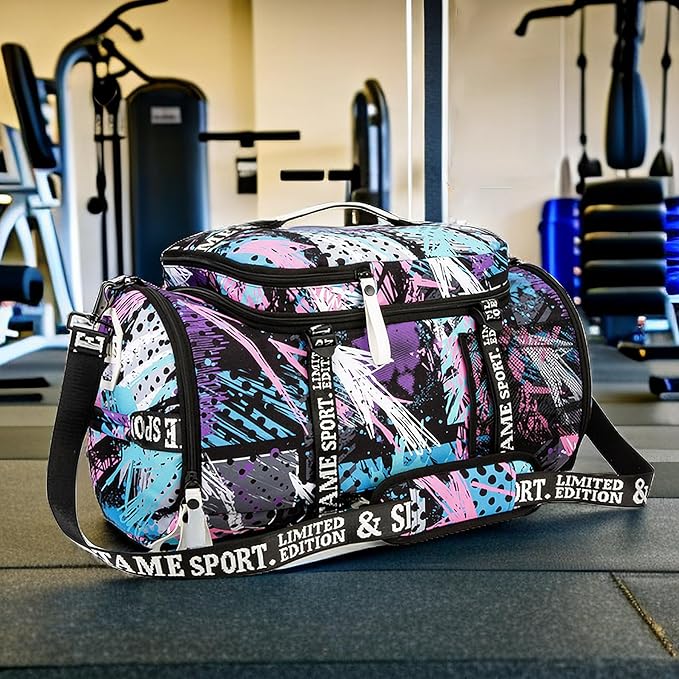 Gym Duffle Bag Backpack with Shoe Compartment,4 ways Travel Backpack for Women and