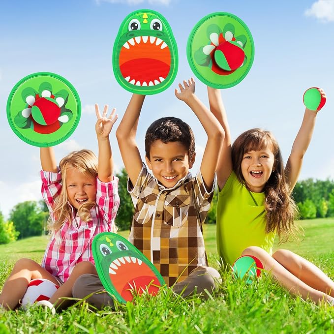 Big Dinosaur Toss and Catch Ball Set, Catch Game Outdoor Toys for Kids and Toddler, Backyard Lawn