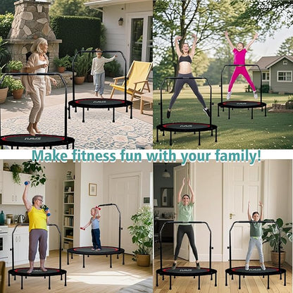 RAVS Mini Trampoline for Kids Adults 40"/48" Foldable Fitness Rebounder Kids Trampoline with 5