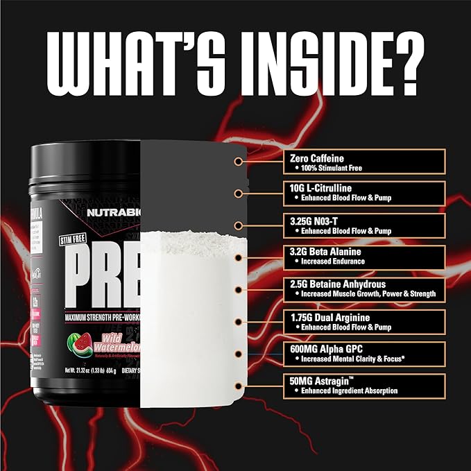 NutraBio STIM-Free PRE Workout for Men, New Formula | Laser Focus, Extreme Pumps | Performance
