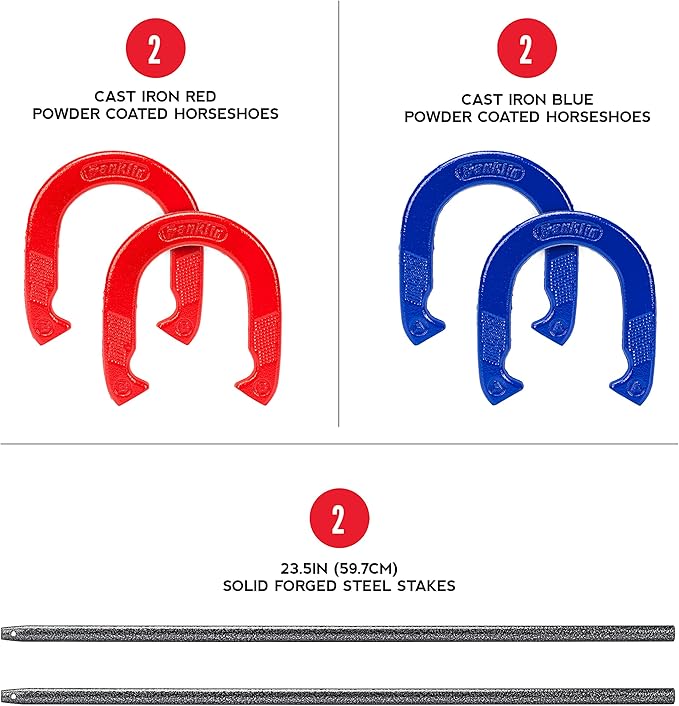 Franklin Sports Horseshoes Set - Metal Horseshoe Game Set for Adults + Kids - Official Weight Steel