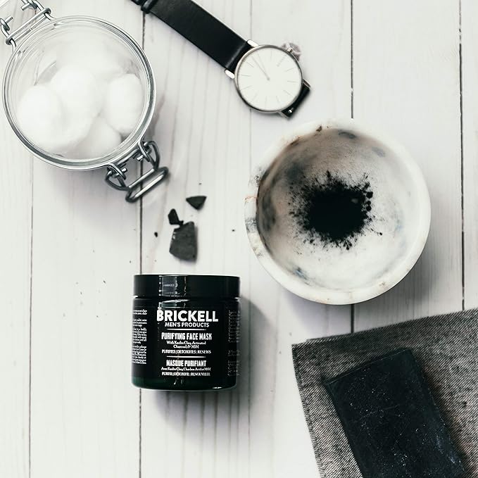 Brickell Men's Purifying Charcoal Face Mask Skin Care Product, Natural and Organic Activated