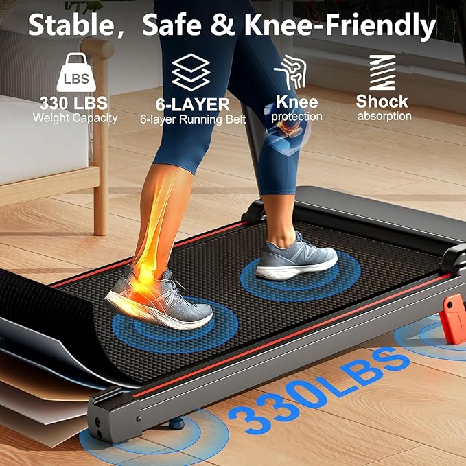 Treadmill with 5% Incline, Walking Pad Treadmill with Handle Bar, Portable Folding Treadmills for