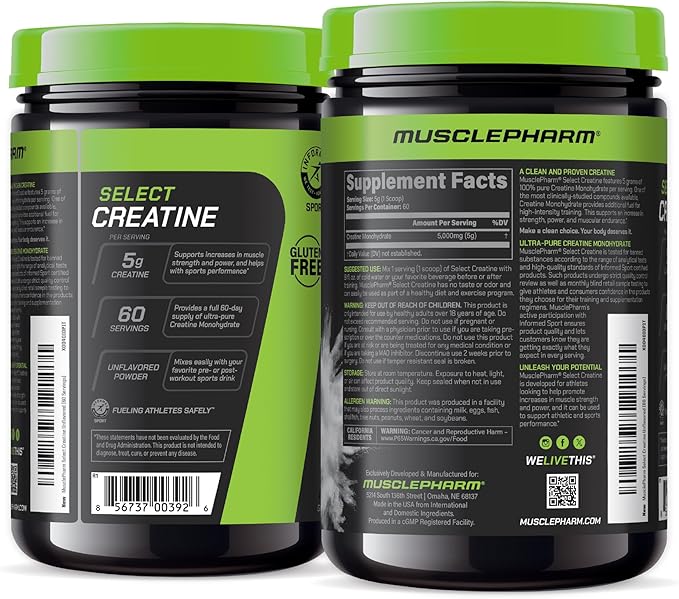 MusclePharm Creatine Monohydrate Powder, Pre Workout Muscle Builder & Post Workout Muscle Recovery