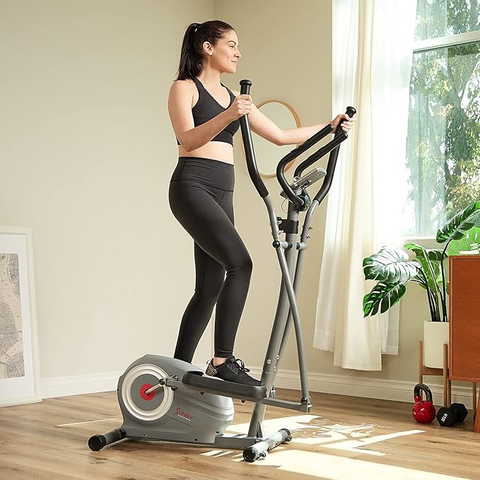 Sunny Health & Fitness Smart 2-in-1 Upright Elliptical Full-Body Exerciser, Home Cross-Training