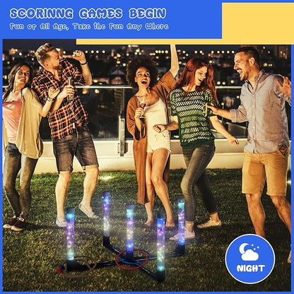 YEEA LED Ring Toss Game for Kids, Adults | Glow in The Dark LED Outdoor Yard Games | Perfect for