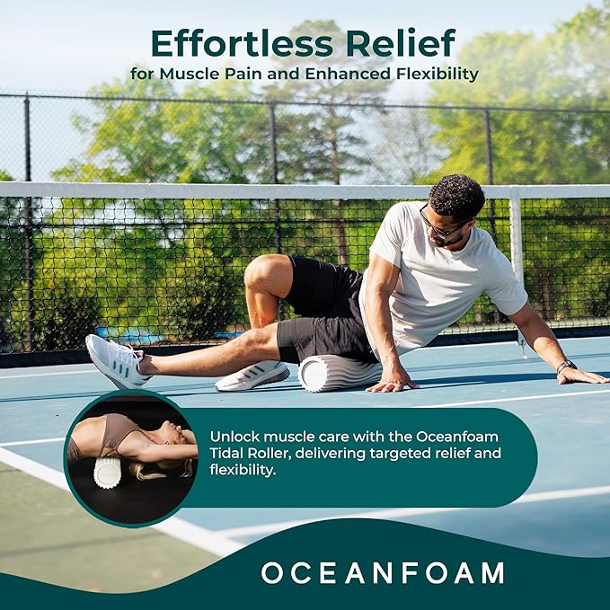 Oceanfoam Tidal Roller - Natural - Muscle Massage Foam Roller for Back Pain & Stretching - Firm and