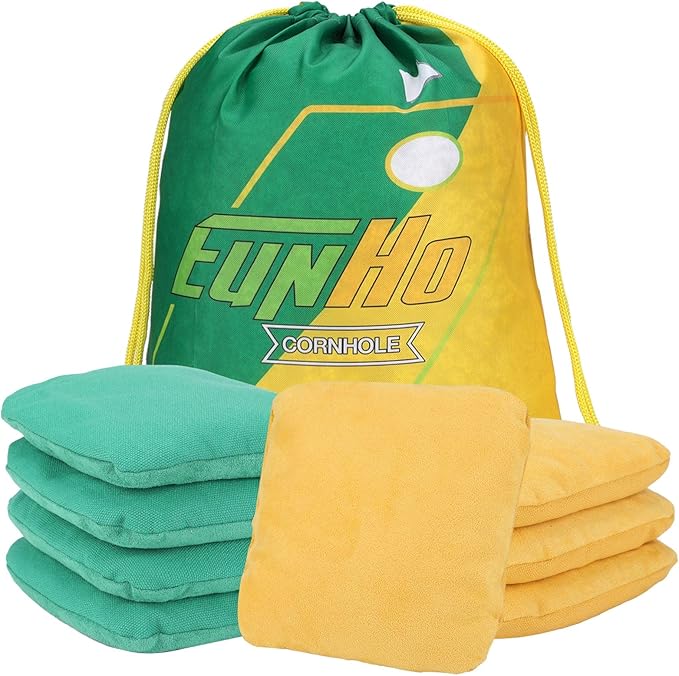 EunHo Dual Sided Cornhole Bags Regulation Set of 8 Professional Cornhole Bean Bags Slick and Stick