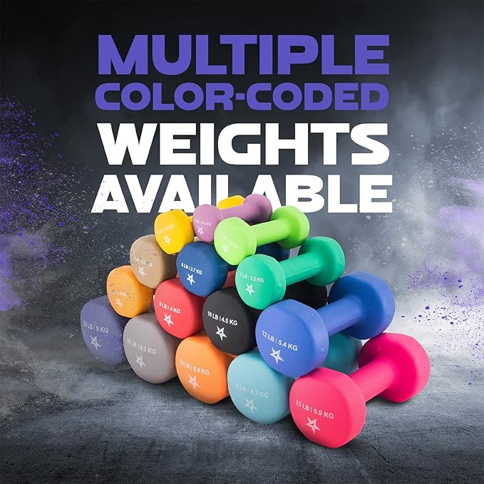 Yes4All Neoprene Coated Dumbbell Hand Weight Sets of 2 - Multiple Weight Options with 15 Colors