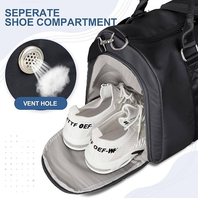 FIORETTO Womens Gym Tote Duffle Bag with Wet Pocket & Shoe Compartment, Sports Duffel Overnight