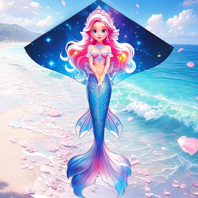 HENGDA KITE Beautiful Mermaid Kite for Kids Children Lovely Cartoon,Easy to Fly and