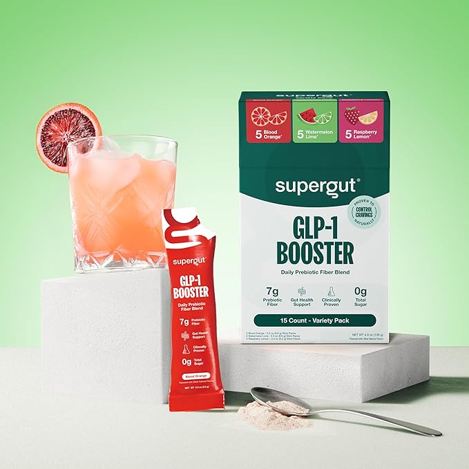 Supergut Gut Healthy Flavored GLP-1 Booster, Variety Pack - High Fiber GLP-1 Supplement Powder for