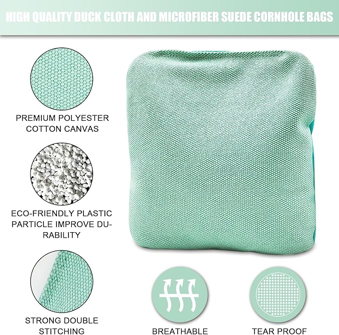 JIMTERRY Professional Cornhole Bags Set of 8 Dual Sided Corn Holes Bags Double Sided Regulation
