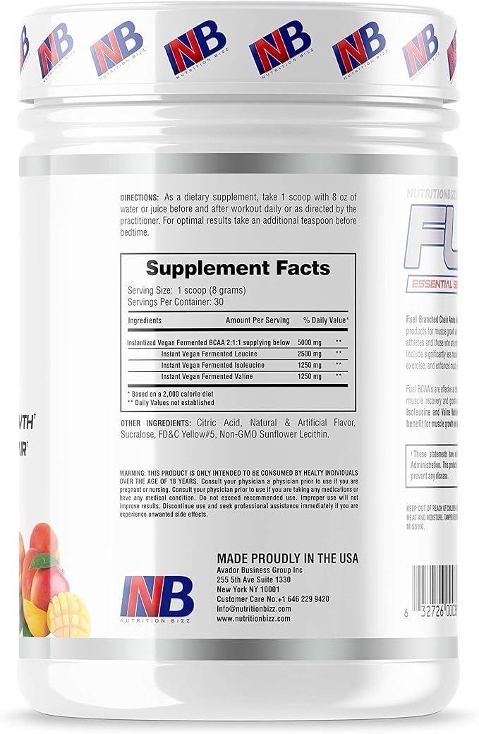 BCAA Powder, 5 Grams of BCAAs Amino Acids, Post Workout Recovery Drink for Muscle Building
