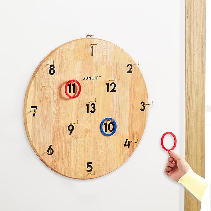 SUNGIFT Hook Ring Toss Game for Adults & Kids - Yard Hooky Ring Tossing Games - Hookie Wall Game