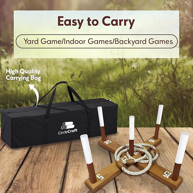 Outdoor Ring Toss Game for Adults - Perfect Lawn and Backyard Game for Adults and Family - Outdoor