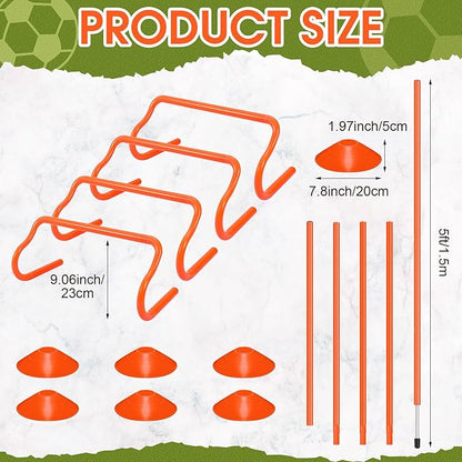 Agility Training Equipment Soccer Speed Training Includes 4 Adjustable Soccer Agility Poles 4