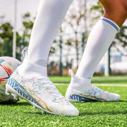 Soccer Cleats Mens Football Cleats Professional Soccer Shoes High-Tops Non-Slip Spikes for Big Boys