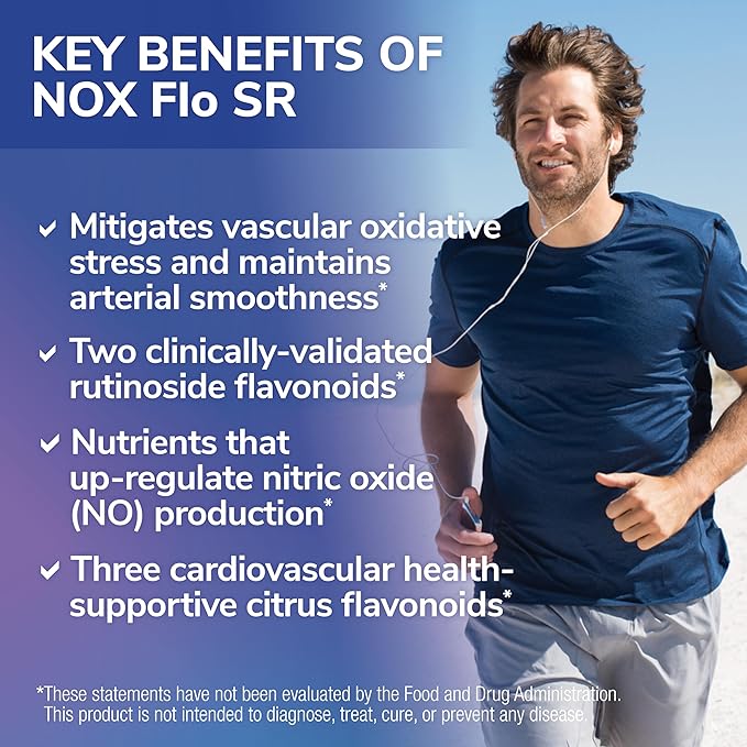 Tesseract NOX Flo SR Nitric Oxide Booster, Vascular Health Supplement, 120 Capsules