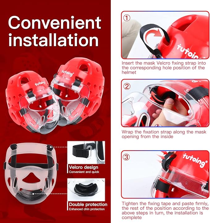 Kids Adults Karate Headgear MMA Martial Arts Helmet, Removable Face Shield, Soft Head Gear for