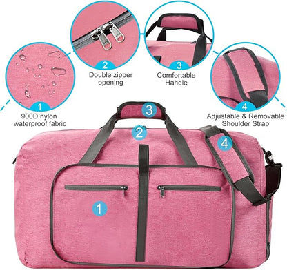 Felipe Varela Duffle Bag with Shoes Compartment and Adjustable Strap,Foldable Travel Duffel Bags