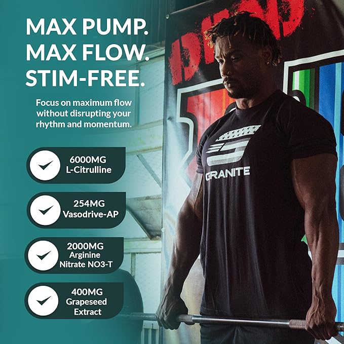 Granite Nutrition Vaso Blast Stim-Free Pre Workout - Non-Stim Nitric Oxide Support for Pump