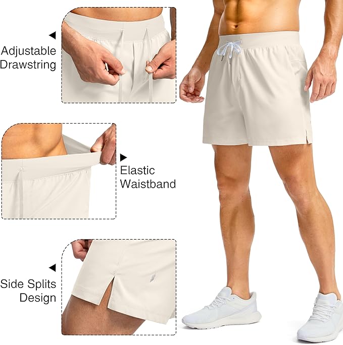 Men's Running Shorts with Zipper Pockets 9 Inch/ 7 Inch / 5 Inch Lightweight Quick Dry Gym Workout