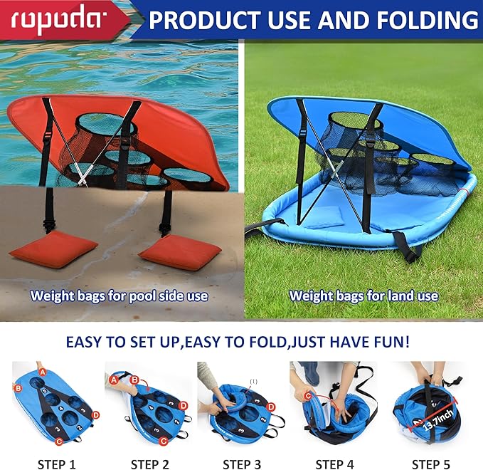 ropoda Pool Cornhole Board Set, 3ft x 2ft Corn Hole Games for Adults, Cornhole Set Floating, Pool